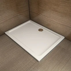 AICA Sanitaire Receveur de douche blanc 100x80x3 cm - Extra plat - Carré - Résine antidérapante