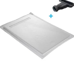 U-tile Receveur de douche blanc 120 x 80 cm en résine aspect ardoise - grille caniveau* Receveur De Douche