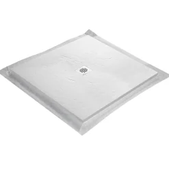 U-tile Receveur de douche blanc 90 x 90 cm haute densité aspect ardoise - grille carrée centrée