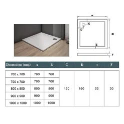 AICA Sanitaire Receveur de douche blanc - 90x90x3cm - carré - Bac à douche extra plat - Antidérapant* Receveur De Douche