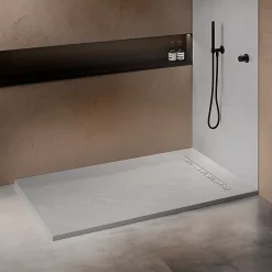 U-tile Receveur de douche blanc 200 x 100 cm haute densité aspect ardoise - grille caniveau* Receveur De Douche