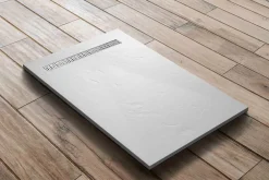 U-tile Receveur de douche blanc 200 x 100 cm haute densité aspect ardoise - grille caniveau* Receveur De Douche