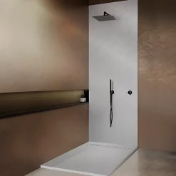 U-tile Receveur de douche blanc 200 x 100 cm haute densité aspect ardoise - grille caniveau* Receveur De Douche