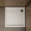 AICA Sanitaire Receveur de douche blanc 80x80x3 cm - Extra plat - Carré - Résine antidérapante avec le bonde de douche et siphon 90cm