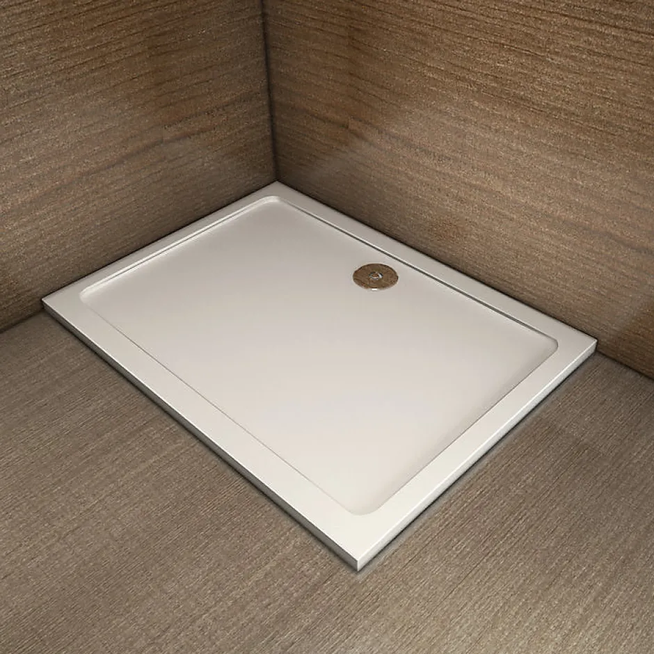 AICA Sanitaire Receveur de douche blanc 90x80x3 cm - Extra plat - Carré - Résine antidérapante