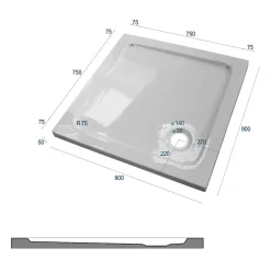 Bernstein Receveur de douche carré - 90x90cm et système d'évacuation