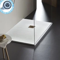 Planète Bain Receveur de douche extra plat à poser 80x120 Design reflet ardoisé Blanc