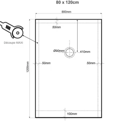 Planète Bain Receveur de douche extra plat à poser 80x120 Design reflet ardoisé Blanc