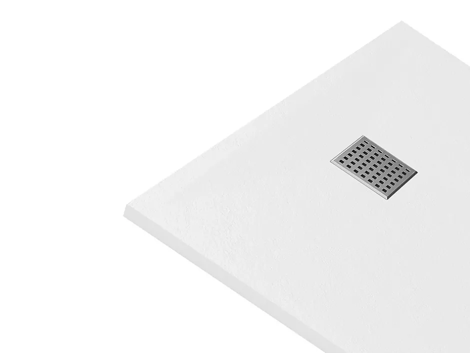 Vente-unique Receveur de douche extra plat à poser ou à encastrer recoupable en résine SMC - Blanc - 160 x 90 cm - MIRNOSA* Receveur De Douche