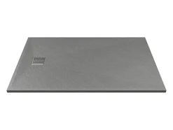 Vente-unique Receveur de douche extra plat à poser ou à encastrer recoupable en résine SMC - Gris - 140 x 90 cm - MIRNOSA