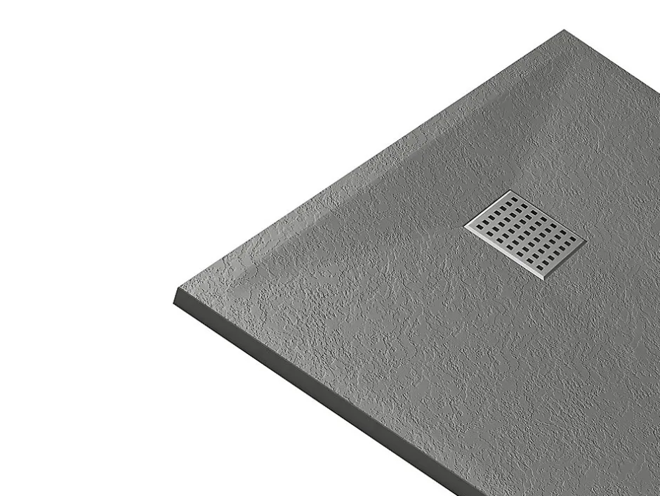 Vente-unique Receveur de douche extra plat à poser ou à encastrer recoupable en résine SMC - Gris - 140 x 90 cm - MIRNOSA