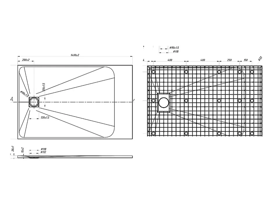 Vente-unique Receveur de douche extra plat à poser ou à encastrer recoupable en résine SMC - Gris - 140 x 90 cm - MIRNOSA
