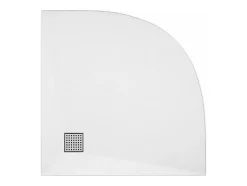 Vente-unique Receveur de douche extra plat à poser ou à encastrer recoupable en résine SMC en quart de cercle - Blanc - 90 x 90 cm - SYFORSA