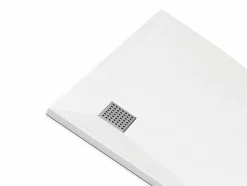 Vente-unique Receveur de douche extra plat à poser ou à encastrer recoupable en résine SMC en quart de cercle - Blanc - 90 x 90 cm - SYFORSA