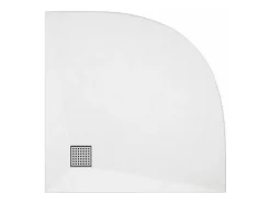 Vente-unique Receveur de douche extra plat à poser ou à encastrer recoupable en résine SMC en quart de cercle - Blanc - 90 x 90 cm - SYFORSA
