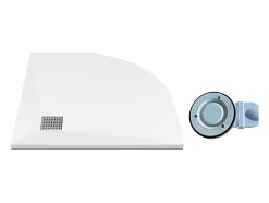Vente-unique Receveur de douche extra plat à poser ou à encastrer recoupable en résine SMC en quart de cercle avec siphon - Blanc - 90 x 90 cm* Receveur De Douche