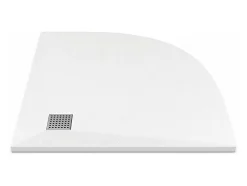 Vente-unique Receveur de douche extra plat à poser ou à encastrer recoupable en résine SMC en quart de cercle avec siphon - Blanc - 90 x 90 cm* Receveur De Douche