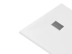 Vente-unique Receveur de douche extra plat à poser ou à encastrer recoupable en résine SMC avec siphon - Blanc - 120 x 90 cm - MIRNOSA