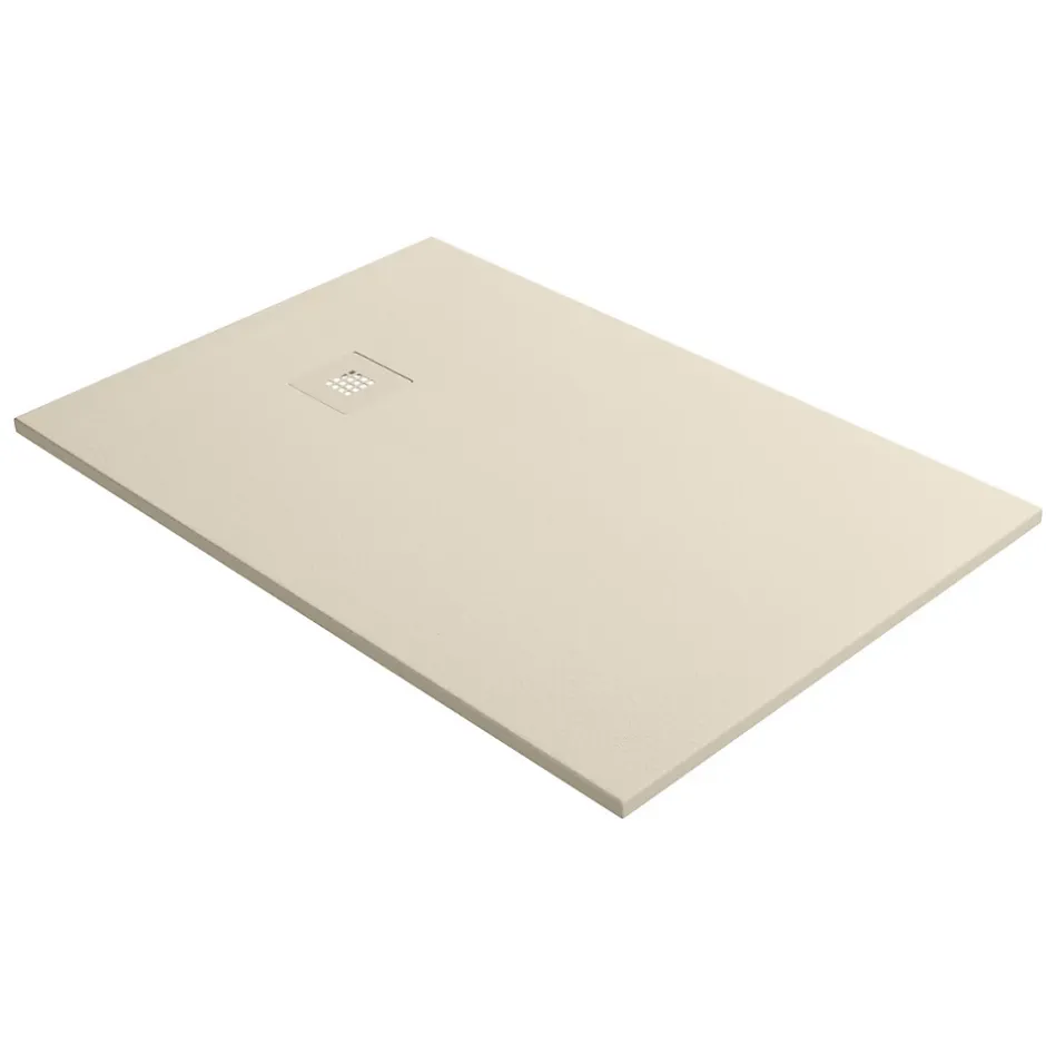 Lavaberg Receveur de Douche Extraplat 180x90cm Beige - Résine Minérale - Antidérapant - Effet Ardoise - Bonde Incluse -* Receveur De Douche