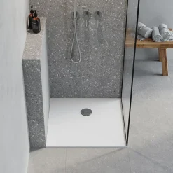 GoodHome Receveur de douche extra-plat l.80 x L.80 cm blanc anti dérapant, Leira