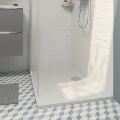 GoodHome Receveur de douche extra-plat l.70 x L.140 cm blanc anti dérapant, Limski* Receveur De Douche
