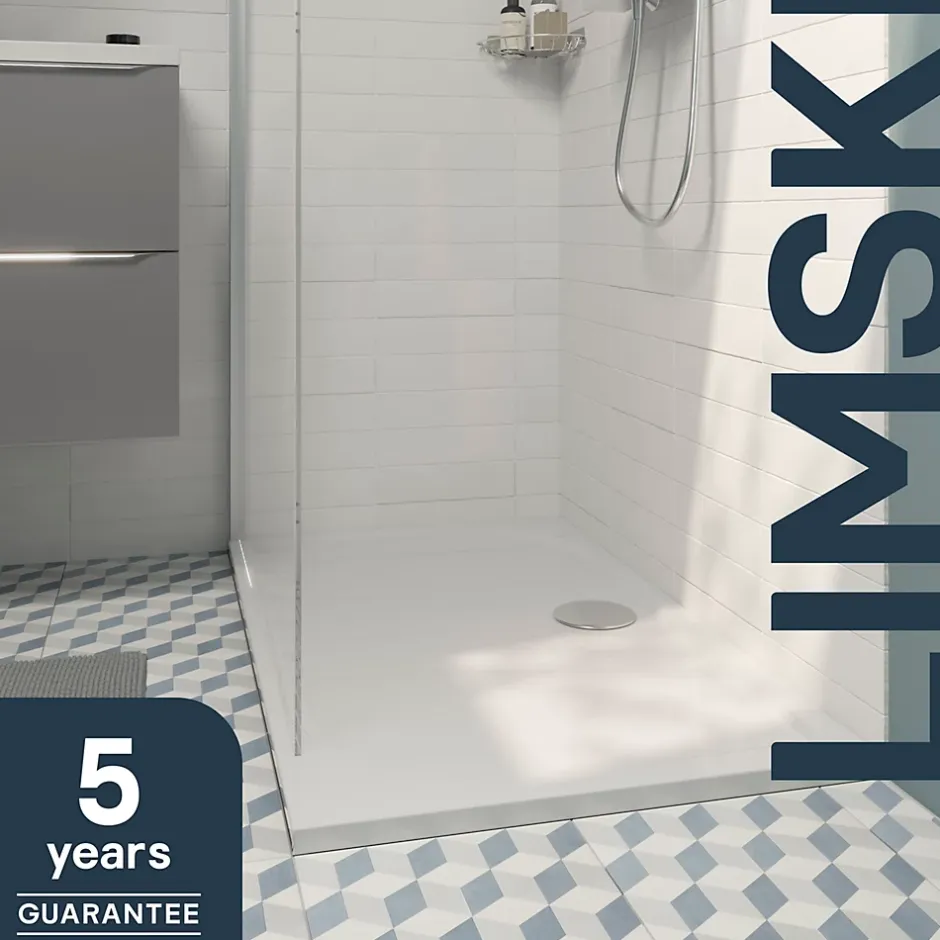 GoodHome Receveur de douche extra-plat l.70 x L.140 cm blanc anti dérapant, Limski* Receveur De Douche