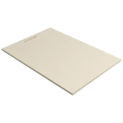 Lavaberg Receveur de Douche Extraplat 120x80cm Beige - Résine Minérale - Antidérapant - Effet Ardoise - Bonde Incluse -