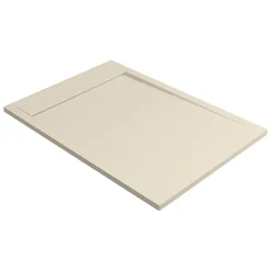 Lavaberg Receveur de Douche Extraplat 140x80cm Beige - Résine Minérale - Antidérapant - Effet Ardoise - Bonde Incluse -