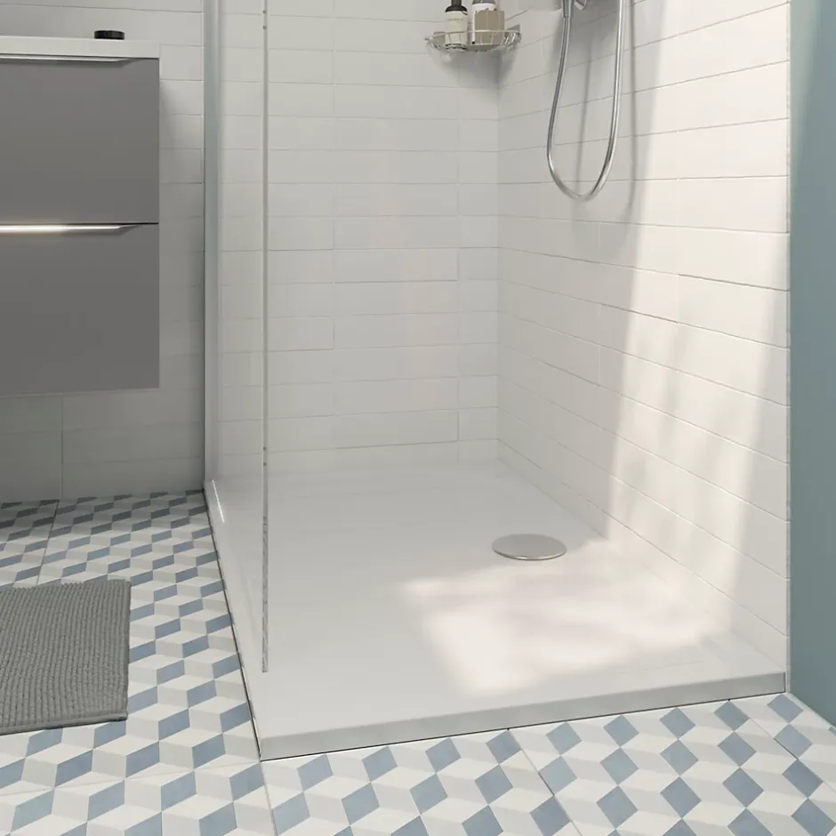 GoodHome Receveur de douche extra-plat l.70 x L.120 cm blanc anti dérapant, Limski* Receveur De Douche