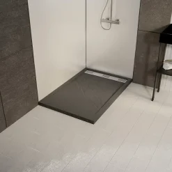 Galedo Receveur de douche extra-plat 80 x 120 cm, acrylique, gris, Pedra