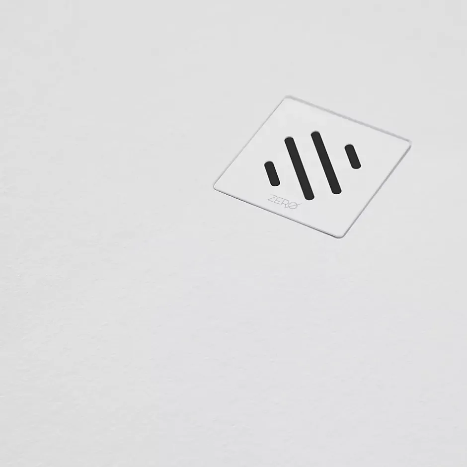 Sanizéo Receveur de Douche Extraplat 90X110cm Blanc - Résine Minérale - Antidérapant - Effet Pierre Naturelle - RÉSIGRÈS.