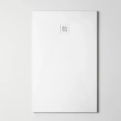 Sanizéo Receveur de Douche Extraplat 90X110cm Blanc - Résine Minérale - Antidérapant - Effet Pierre Naturelle - RÉSIGRÈS.