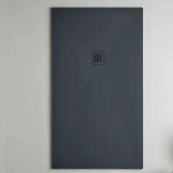 Sanizéo Receveur de Douche Extraplat 100x160cm Graphite - Résine Minérale - Antidérapant - Effet Pierre Naturelle - RÉSIGRÈS.