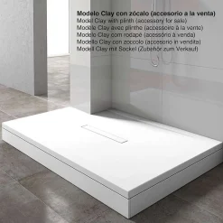 Poalgi Receveur de douche extraplat blanc 80x100 cm Clay -