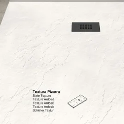Poalgi Receveur de douche extraplat blanc 75 x 110 cm grille noire Hos's -