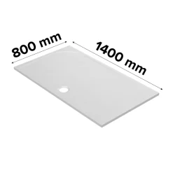 GoodHome Receveur de douche extra-plat l.80 x L.140 cm blanc anti dérapant, Limski