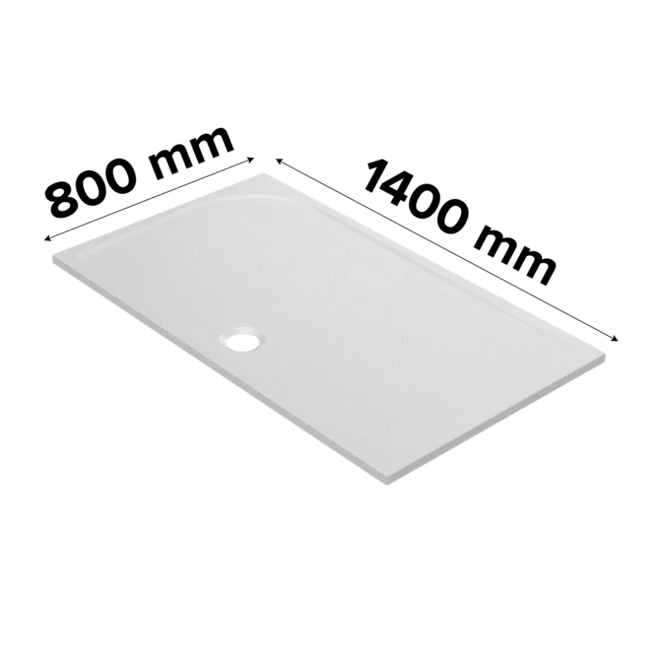 GoodHome Receveur de douche extra-plat l.80 x L.140 cm blanc anti dérapant, Limski