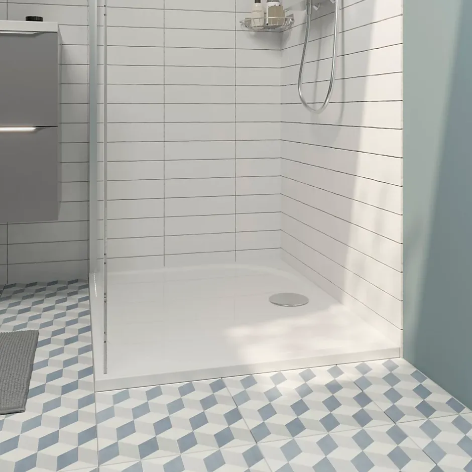 GoodHome Receveur de douche extra-plat l.80 x L.140 cm blanc anti dérapant, Limski
