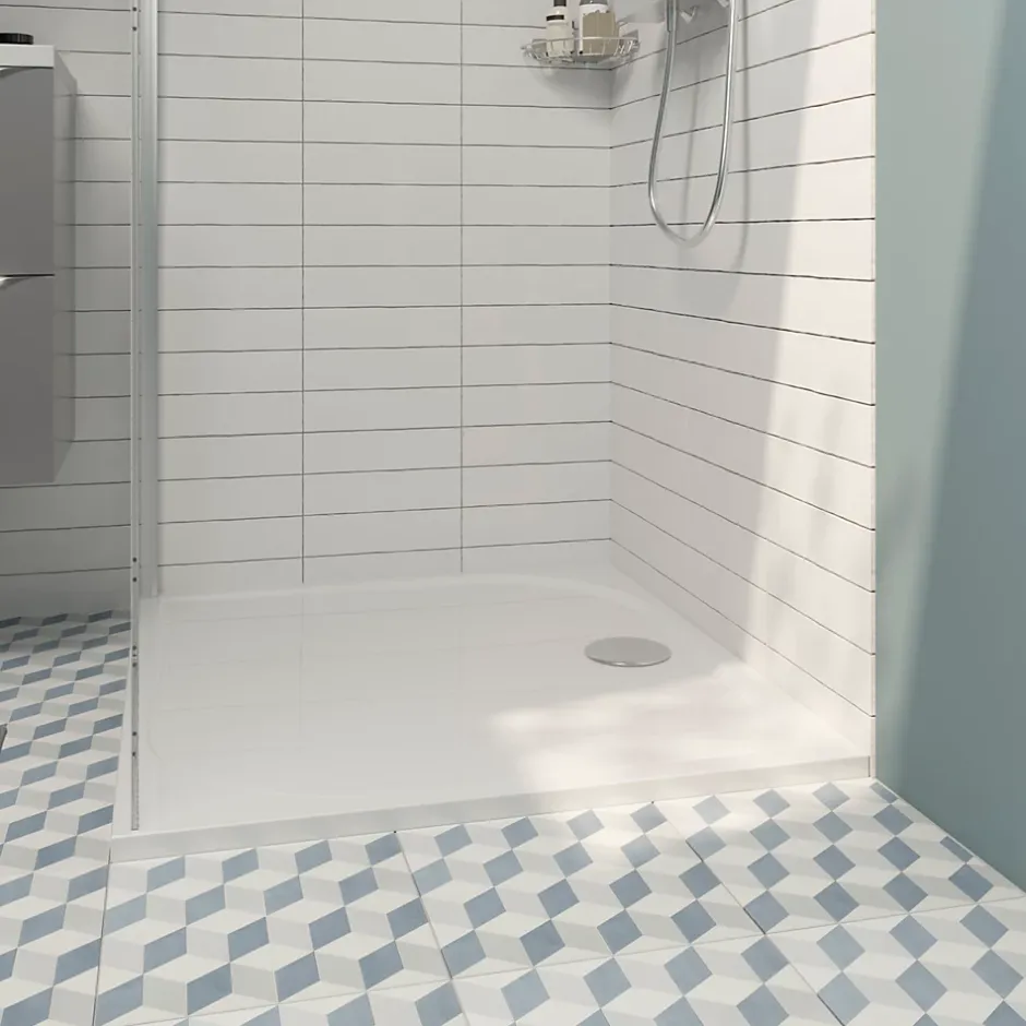GoodHome Receveur de douche extra-plat l.90 x L.140 cm blanc anti dérapant, Limski* Receveur De Douche