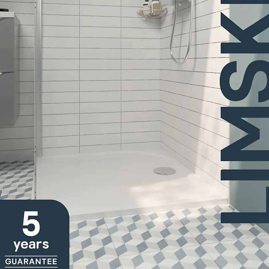 GoodHome Receveur de douche extra-plat l.90 x L.140 cm blanc anti dérapant, Limski* Receveur De Douche
