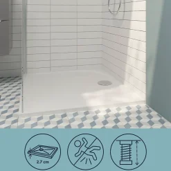 GoodHome Receveur de douche extra-plat l.90 x L.140 cm blanc anti dérapant, Limski* Receveur De Douche