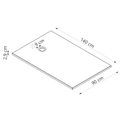 GoodHome Receveur de douche extra-plat l.90 x L.140 cm blanc anti dérapant, Leira* Receveur De Douche