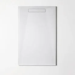 Sanizéo Receveur de Douche Extraplat 100X180cm Blanc - Résine Minérale - Antidérapant - Effet Pierre Naturelle - RÉSIGRÈS.* Receveur De Douche