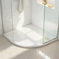 GoodHome Receveur de douche extra-plat quart de cercle l.90 x L.90 cm blanc anti dérapant, Limski