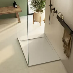 Lavaberg Receveur de Douche Extraplat 160x90cm Beige - Résine Minérale - Antidérapant - Effet Ardoise - Bonde Incluse -