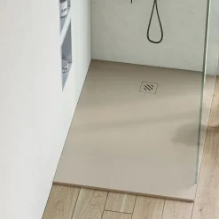Sanizéo Receveur de Douche Extraplat 80x180cm Beige - Résine Minérale - Antidérapant - Effet Pierre Naturelle - RÉSIGRÈS.* Receveur De Douche