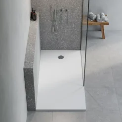 GoodHome Receveur de douche extra-plat l.80 x L.100 cm blanc anti dérapant, Leira* Receveur De Douche