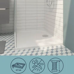 GoodHome Receveur de douche extra-plat l.80 x L.120 cm blanc anti dérapant, Limski* Receveur De Douche