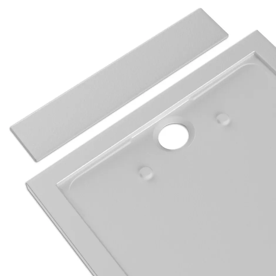 Bernstein Receveur de douche fonte minérale, Blanc mat, 160x80x4.5cm, Bac à douche antidérapant, Pente écoulement, Sans bonde