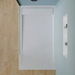 Bernstein Receveur de douche fonte minérale, Blanc mat, 140x90x4.5cm, Bac à douche antidérapant, Pente écoulement, Sans bonde